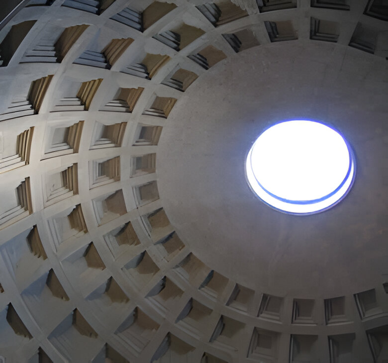 View of the oculus in the Pantheon ceiling, Rome 