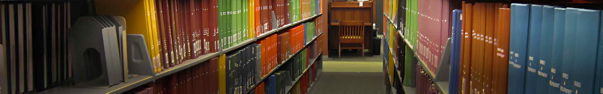 View down a library aisle