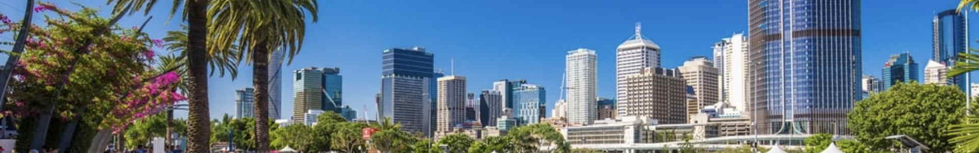 View over South Bank beach in downtown Brisbane